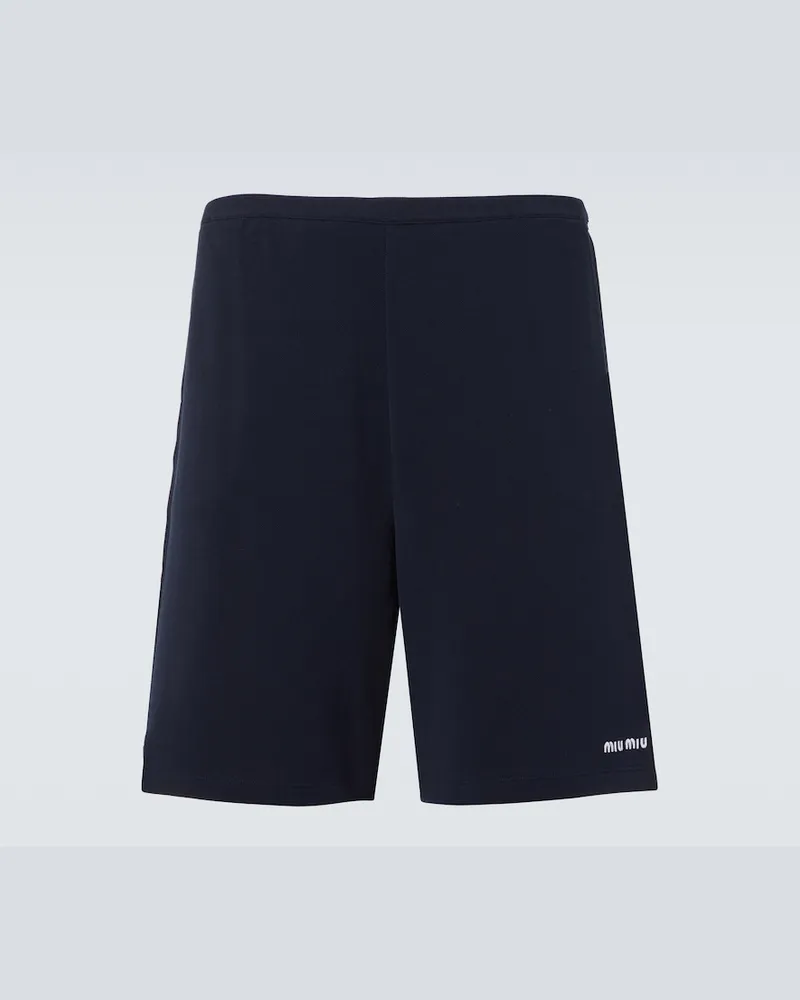 Miu Miu Bermuda-Shorts aus Baumwoll-Jersey Blau