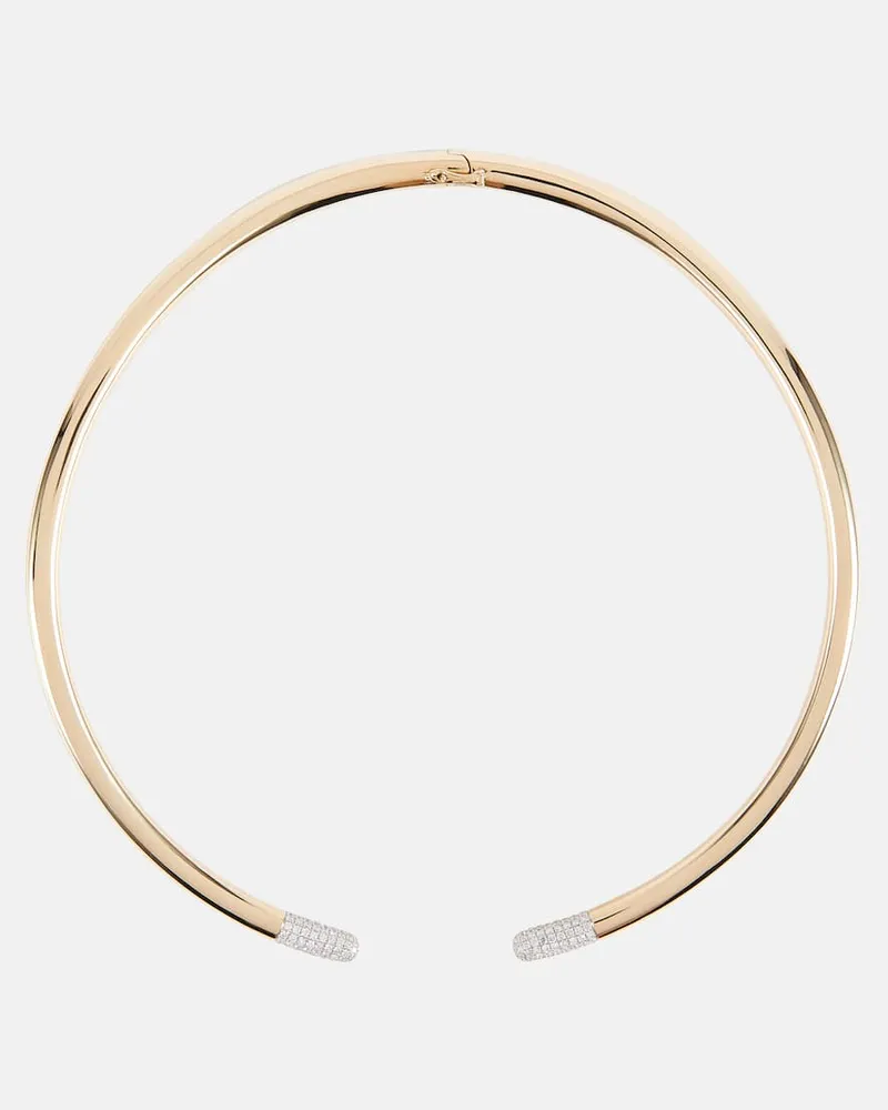 Rainbow K Halskette Tube aus 14kt Gelbgold mit Diamanten Gold