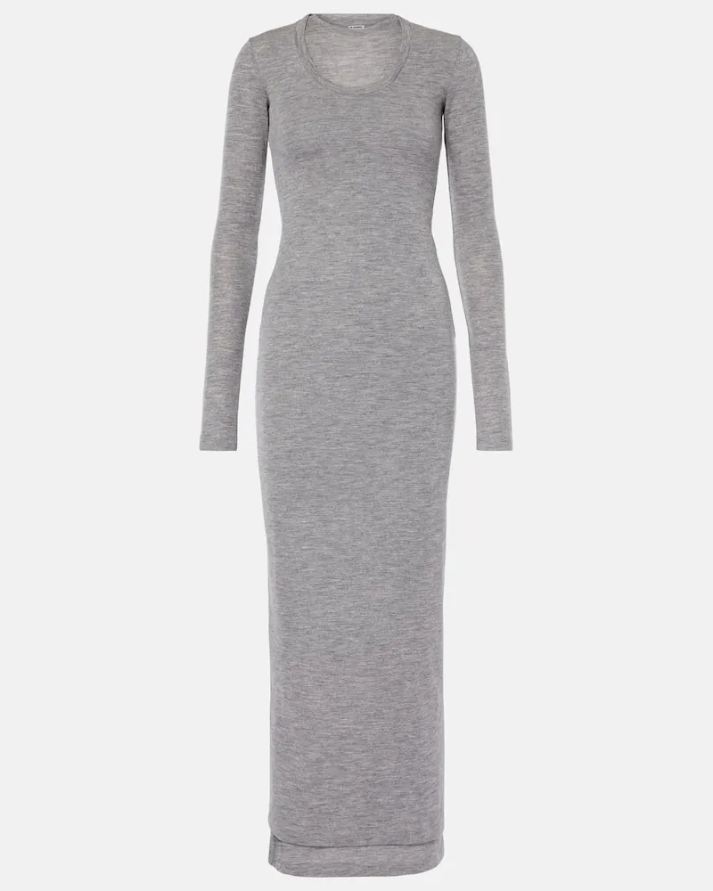 Jil Sander Maxikleid aus Schurwolle Grau