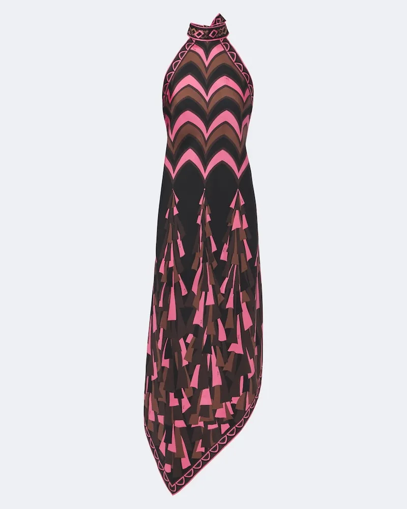 Emilio Pucci Midikleid Baiadera aus Seiden-Twill Multicolor