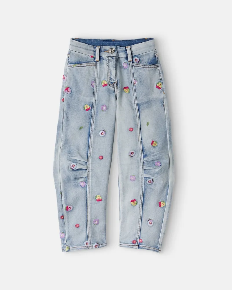 Monnalisa Bestickte Jeans Blau