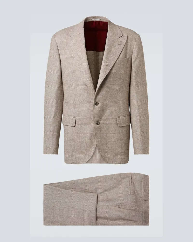 Brunello Cucinelli Anzug aus Seide, Wolle und Kaschmir Beige