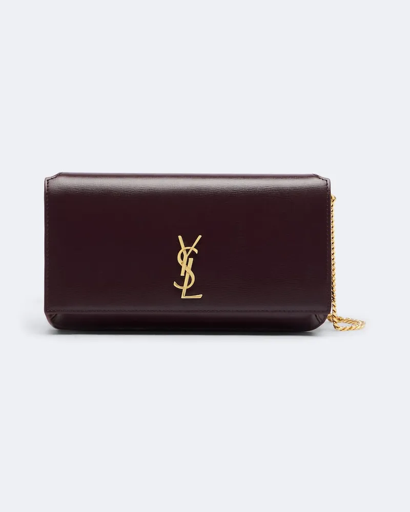 Saint Laurent Handytasche Cassandre aus Leder Burgunderrot