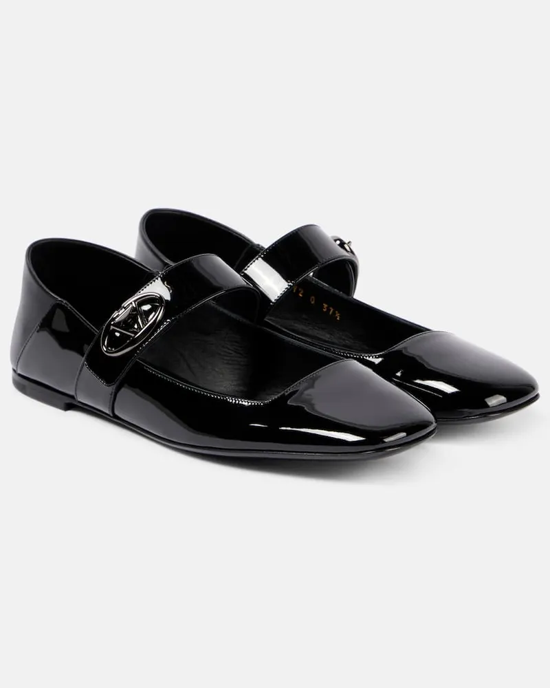 Valentino Garavani Mary-Jane-Ballerinas VLogo Locker aus Lackleder Schwarz