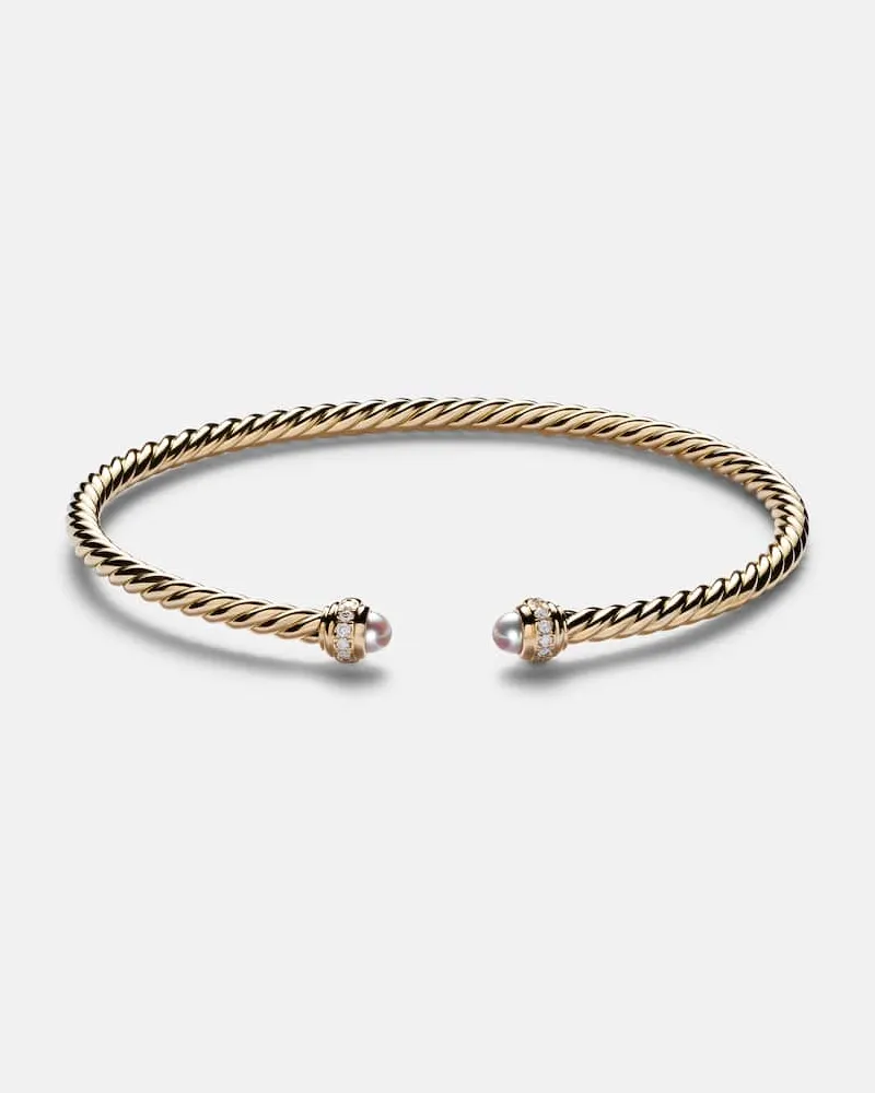 David Yurman Armreif Cablespira® Flex aus 18kt Gelbgold mit Diamanten und Süßwasserperlen Gold