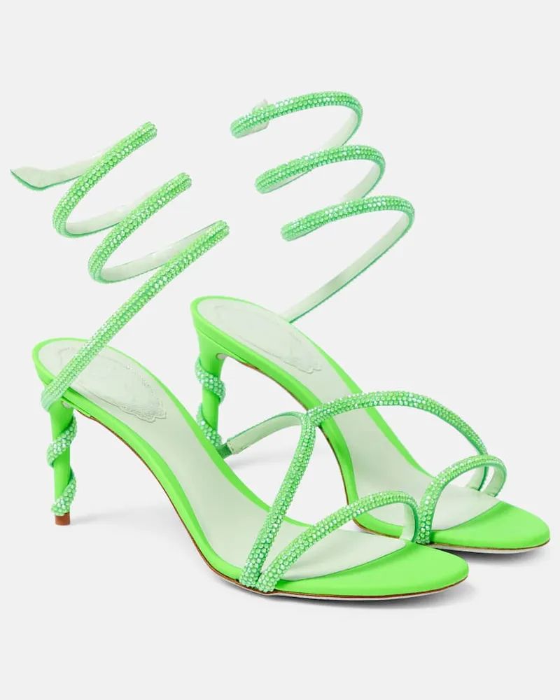 René Caovilla Verzierte Sandalen Margot aus Satin Grün