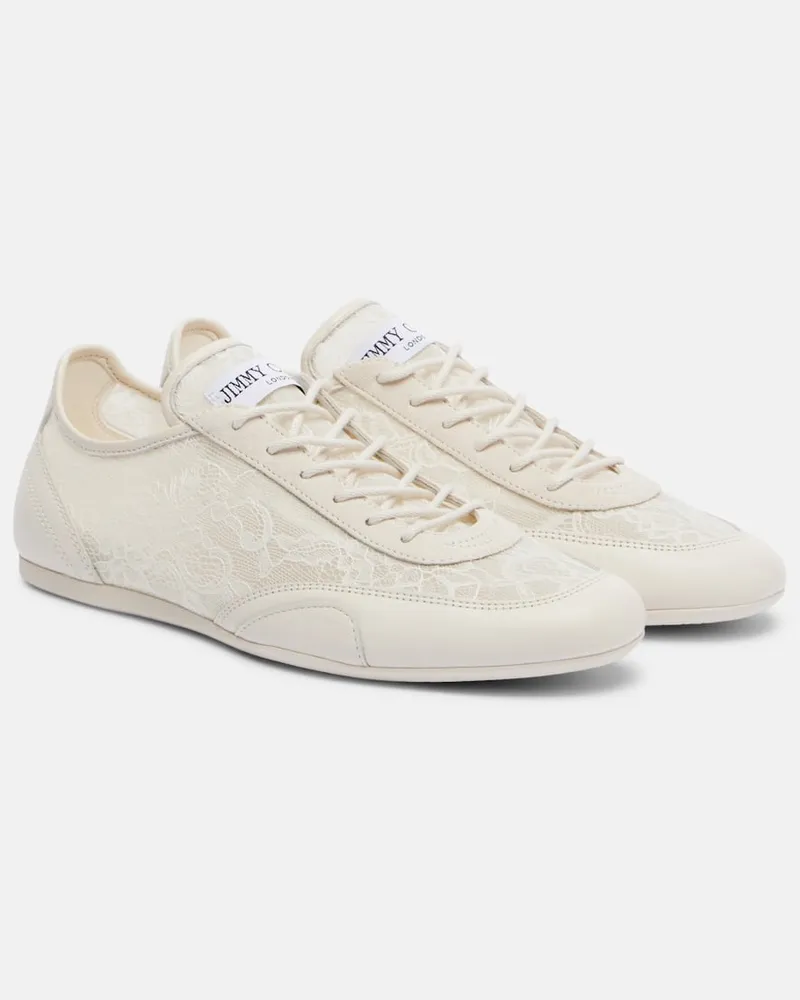 Jimmy Choo Sneakers Sunny aus Spitze mit Leder Weiß