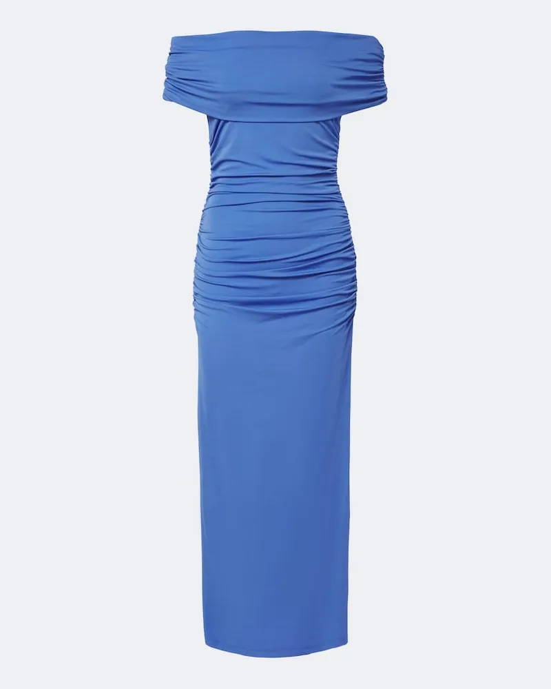Carolina Herrera New York Off-Shoulder Midikleid aus Jersey Blau