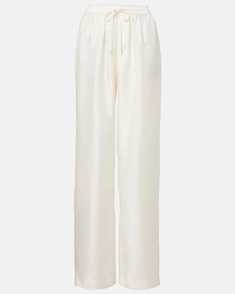 Róhe Róhe Weite Hose aus Seidensatin Weiß