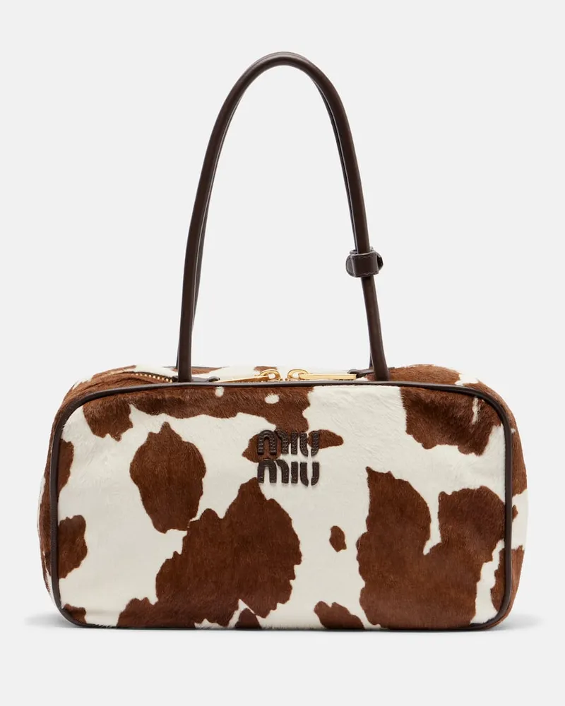Miu Miu Schultertasche Beau aus Kalbshaar Weiß