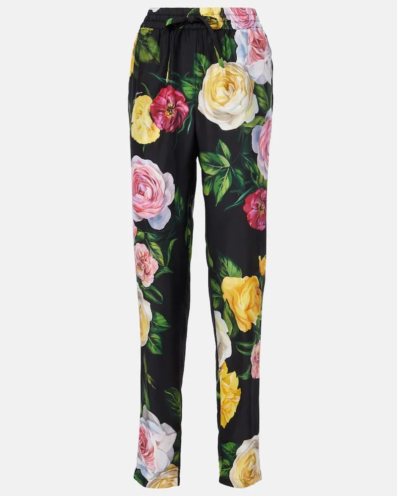 Dolce & Gabbana Gerade Hose aus Seide Multicolor