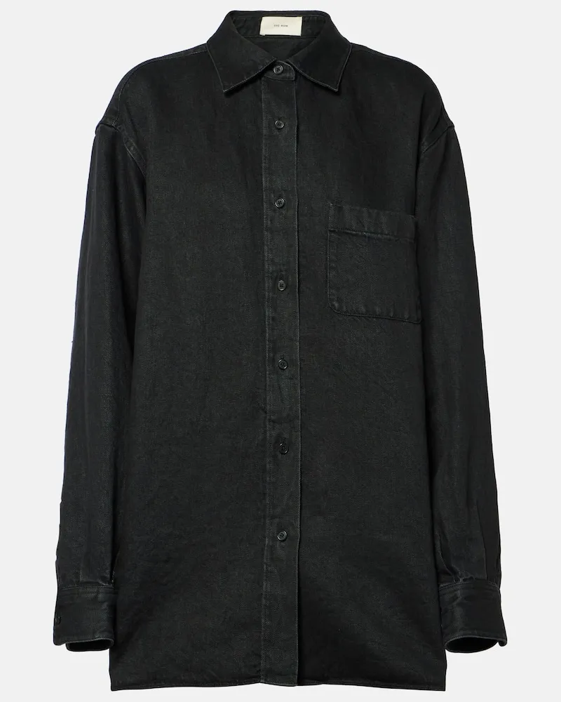 The Row Oversize-Hemd Nesson aus Leinen Schwarz