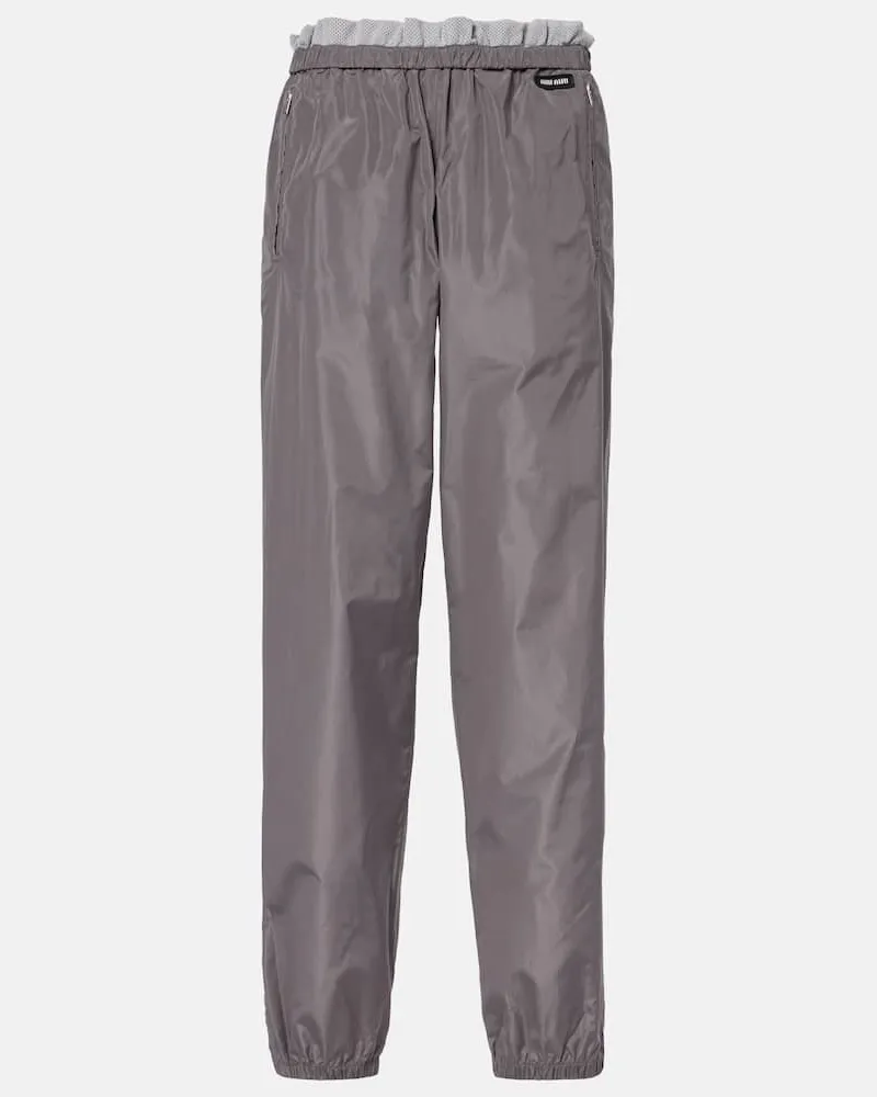 Miu Miu Gerade Hose mit Mesh Grau