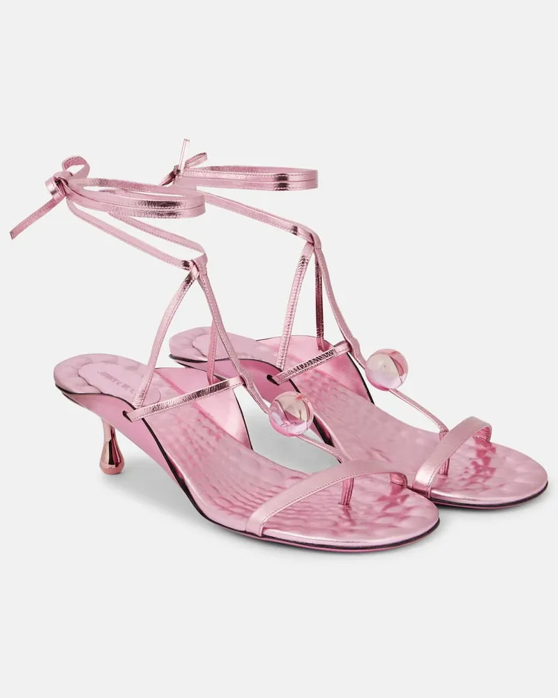 Jimmy Choo Sandalen Zyra 50 aus Metallic-Leder Pink