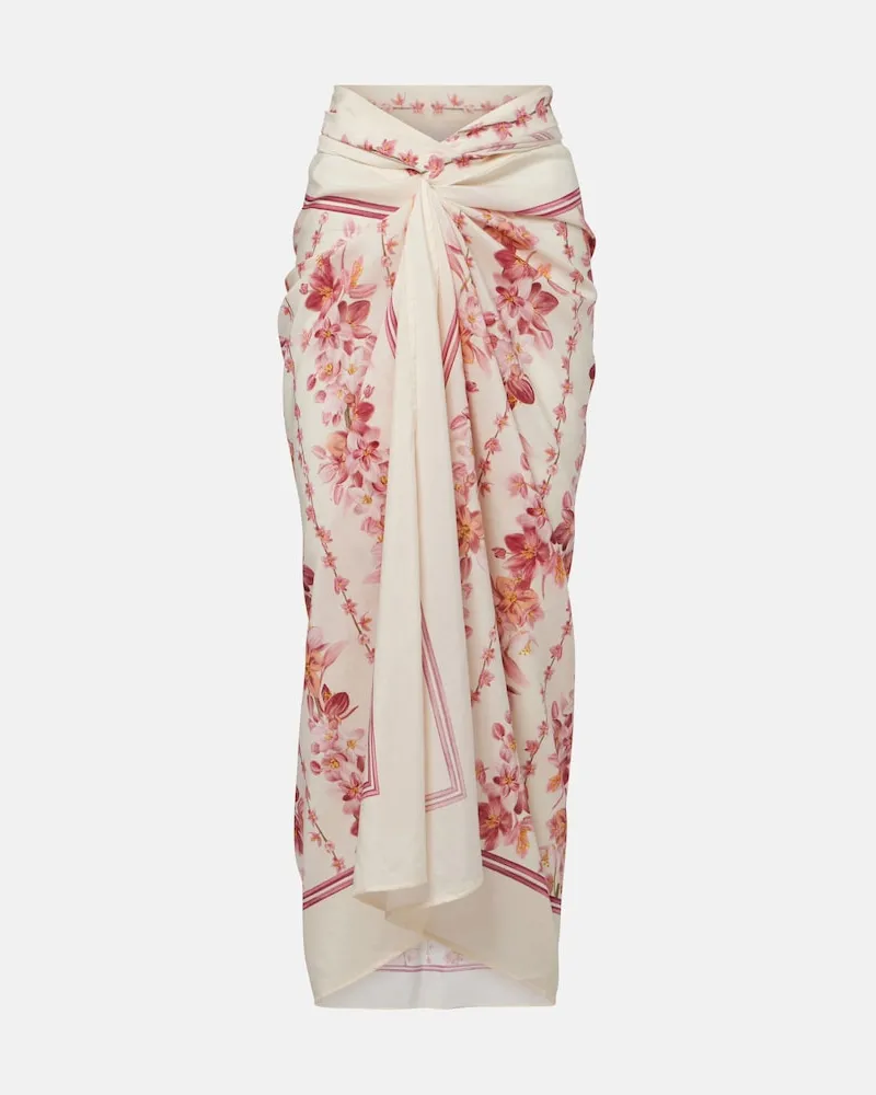 AGUA BENDITA Pareo Lavanda aus Baumwolle und Seide Weiß