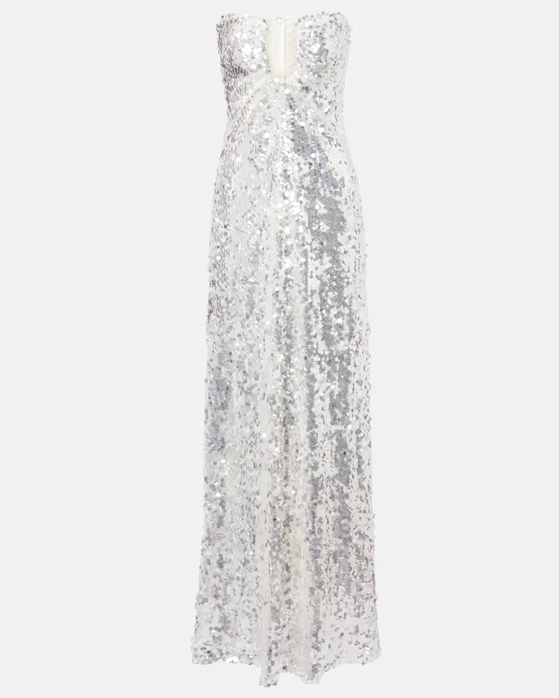 Christopher Esber Robe Arched Palm mit Pailletten Silber