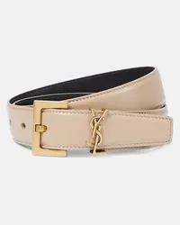 Saint Laurent Guertel Cassandre aus Leder Beige