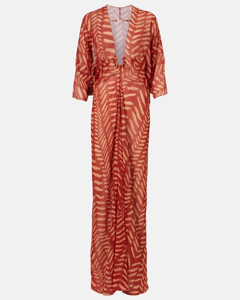 Johanna Ortiz Maxikleid aus Georgette Rot