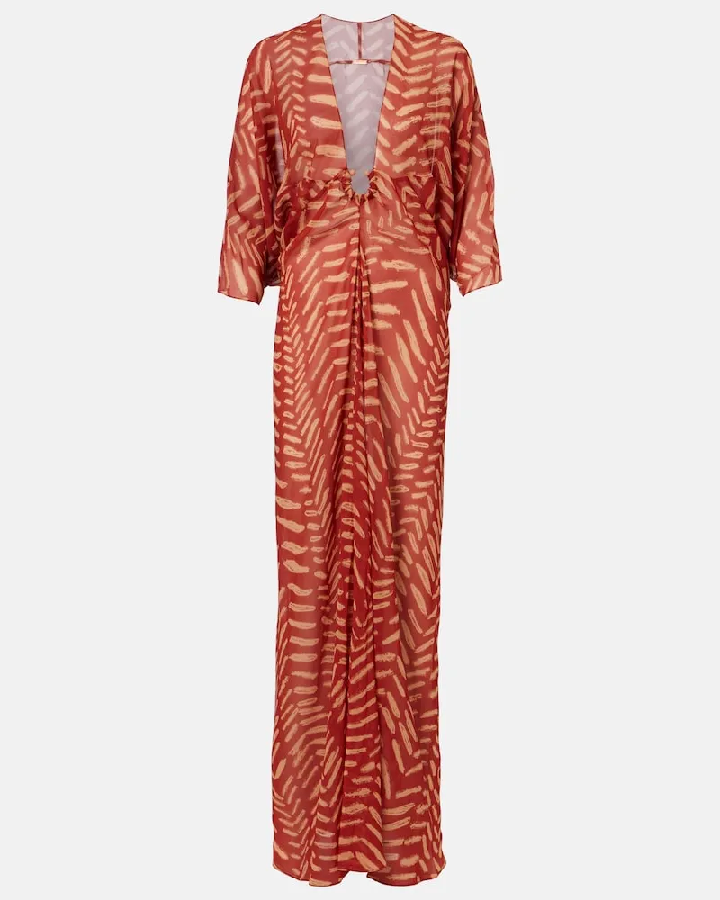 Johanna Ortiz Maxikleid aus Georgette Rot