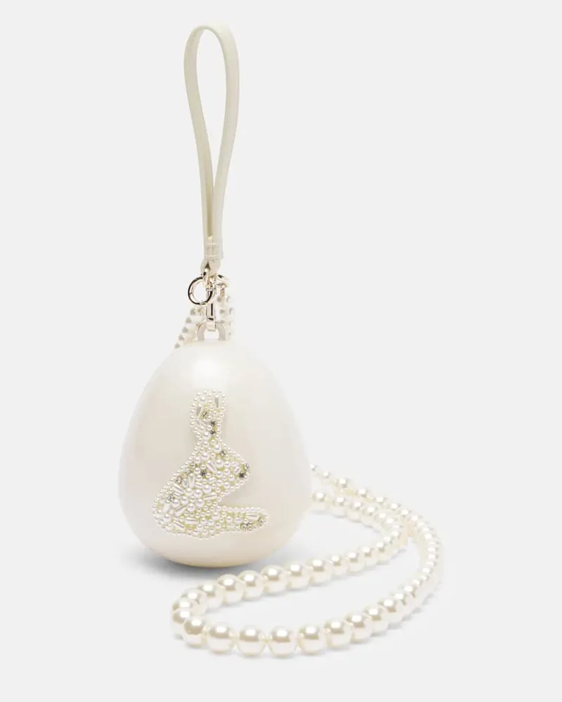 Simone Rocha Verzierte Clutch Egg mit Leder Weiã