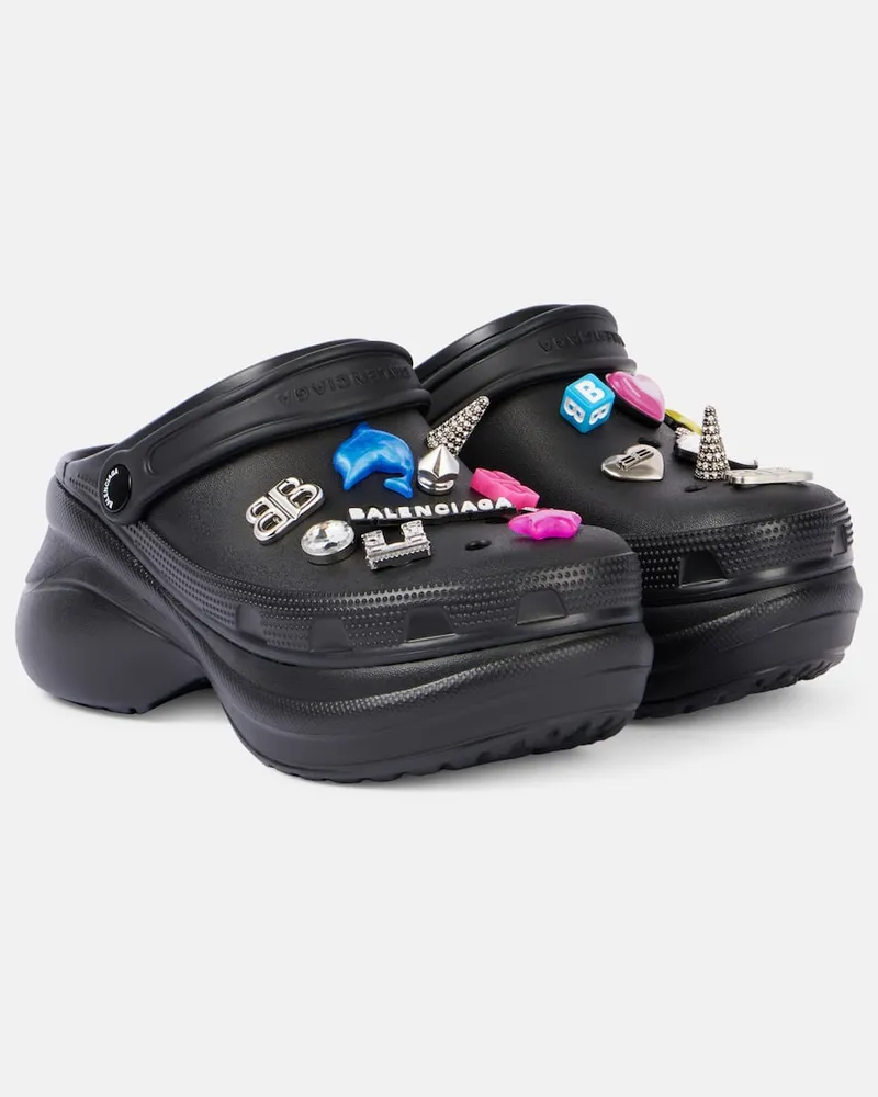 Balenciaga X Crocs Plateau-Clogs Schwarz