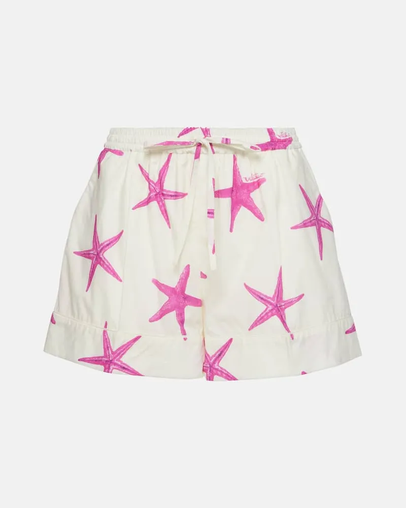Valentino Garavani Shorts Starfish aus Baumwollpopeline Weiß