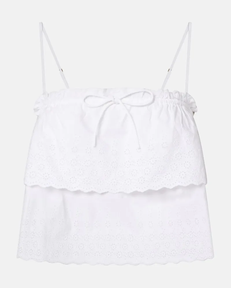 Veronica Beard Cropped-Top Oseanna aus Baumwollpopeline Weiß