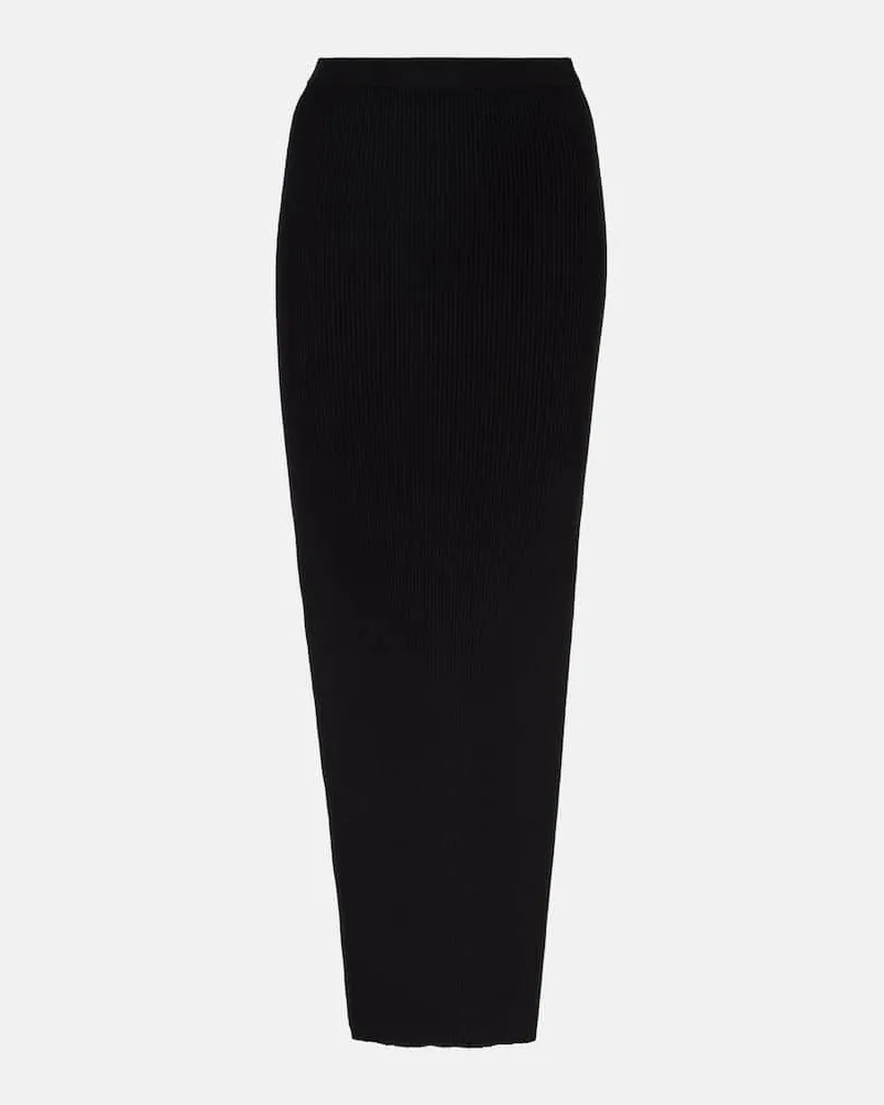 Rick Owens Midirock Sacriskirt aus Rippstrick Schwarz