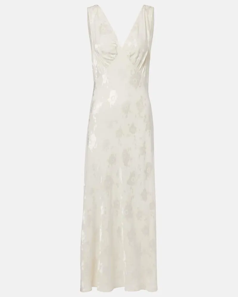 RIXO Midikleid Sandrine aus Jacquard Weiß