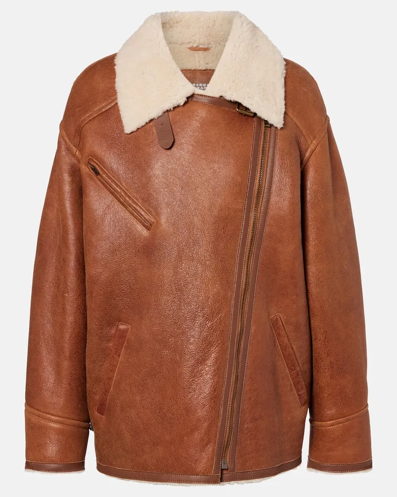 Isabel Marant Lederjacke Adelina mit Shearling Braun