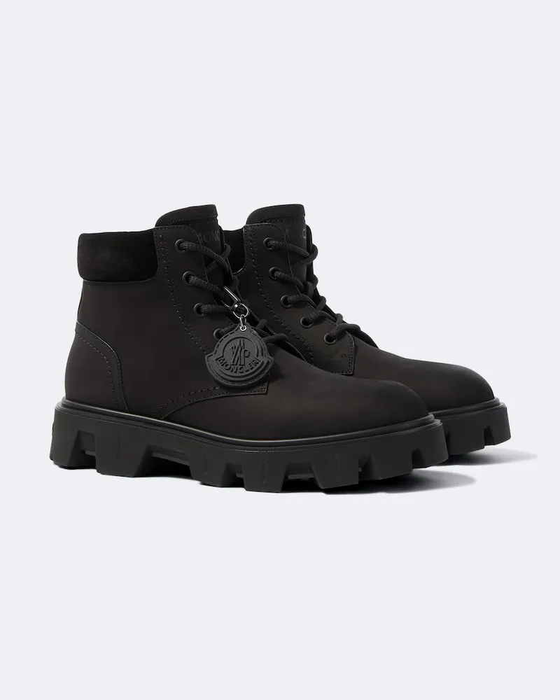 Moncler Schnürstiefel Peak City aus Leder Schwarz