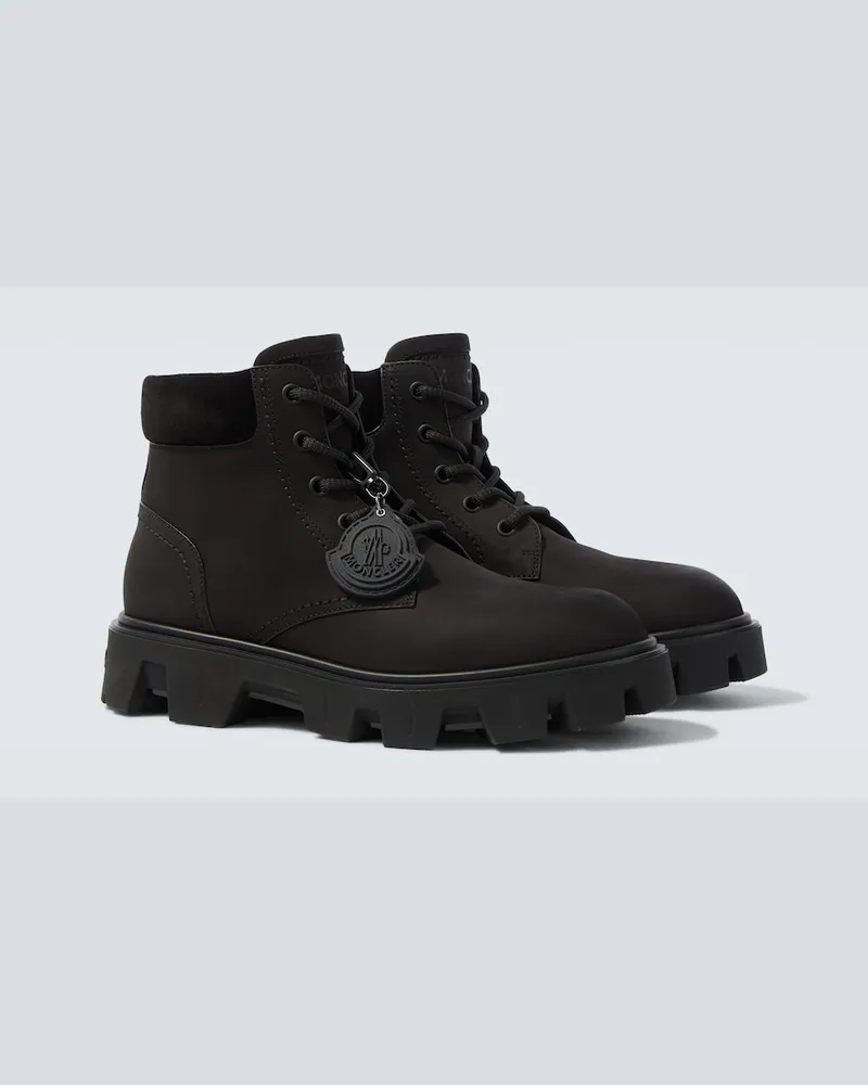 Moncler Schnürstiefel Peak City aus Veloursleder Schwarz