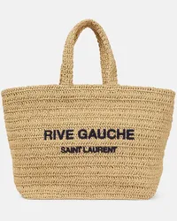 Saint Laurent Tote Rive Gauche Medium aus Raffiabast Nude