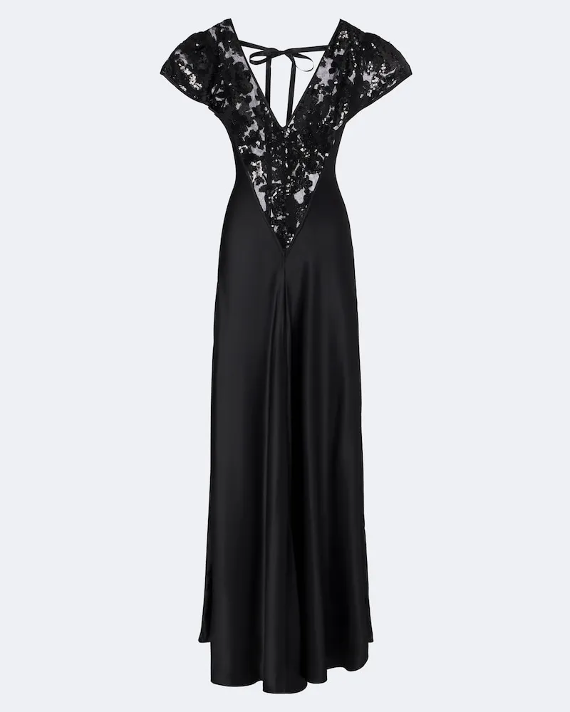 Rodarte Robe aus Seidensatin mit Spitze Schwarz