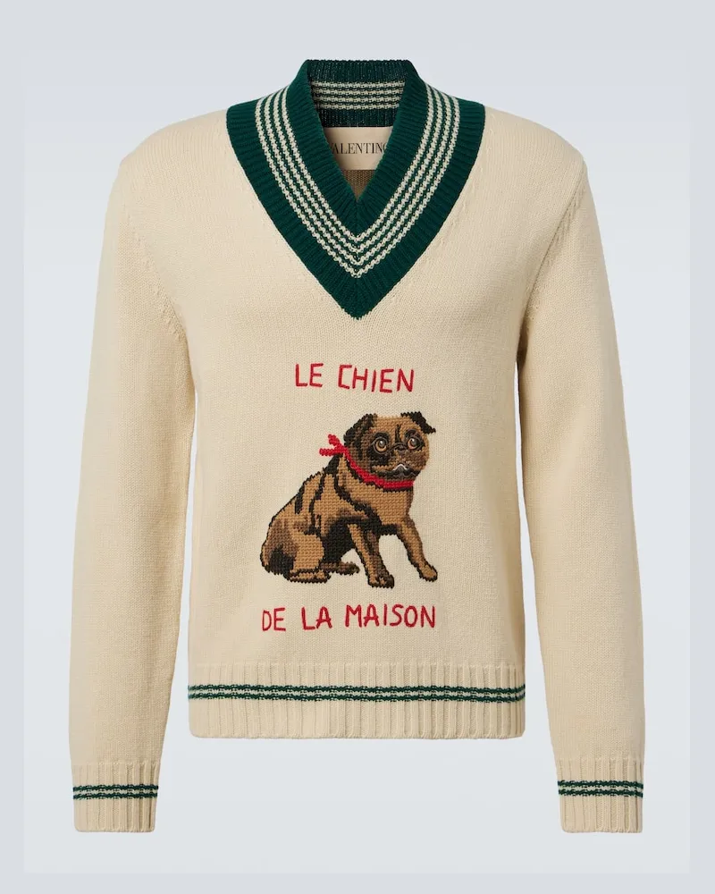 Valentino Garavani Pullover aus Woll-Jacquard Neutral