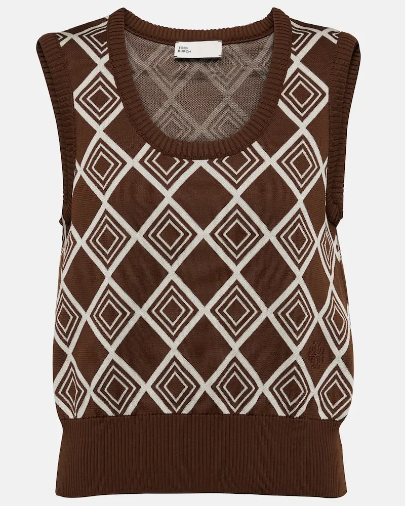 Tory Sport Pullunder aus Jacquard Braun