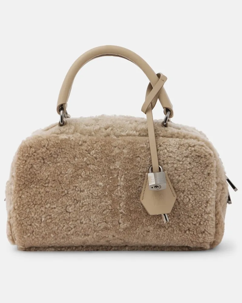 Brunello Cucinelli Tote aus Shearling mit Leder Braun