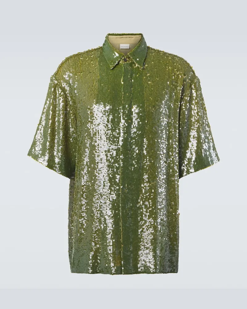 Dries van Noten Hemd mit Pailletten Grün