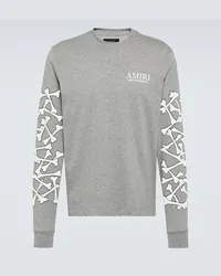 Amiri Bedrucktes Sweatshirt aus Baumwoll-Jersey Grau