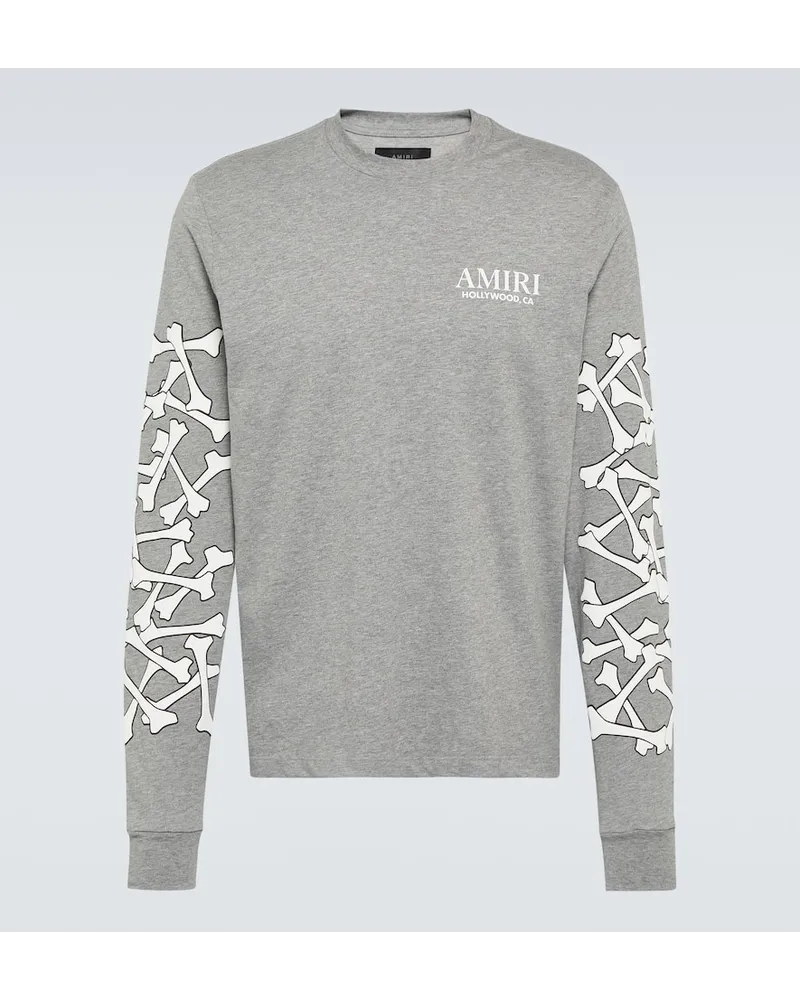 Amiri Bedrucktes Sweatshirt aus Baumwoll-Jersey Grau