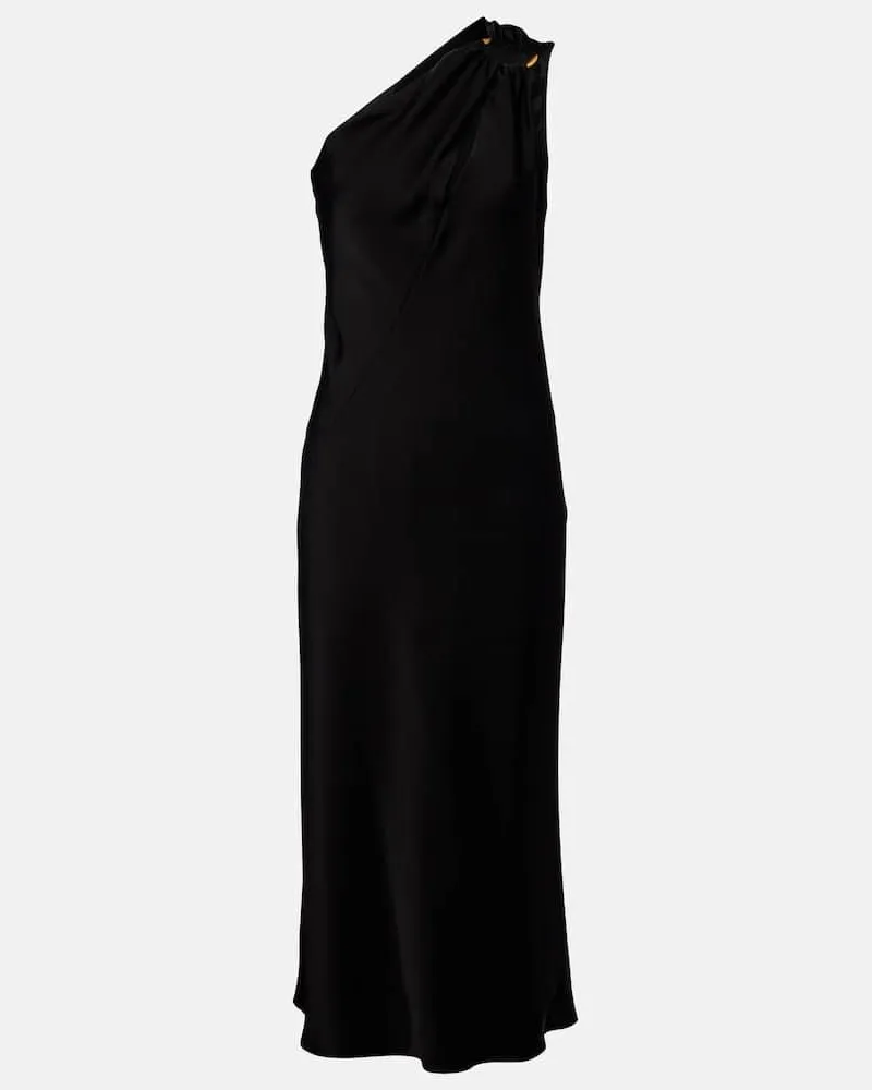 Max Mara Midikleid Entrata aus Satin Schwarz