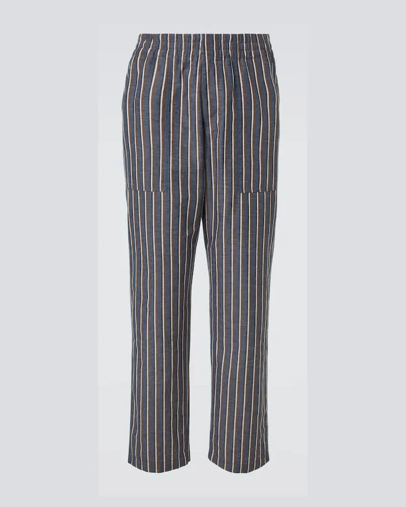 Bottega Veneta Hose aus Baumwolle und Leinen Blau