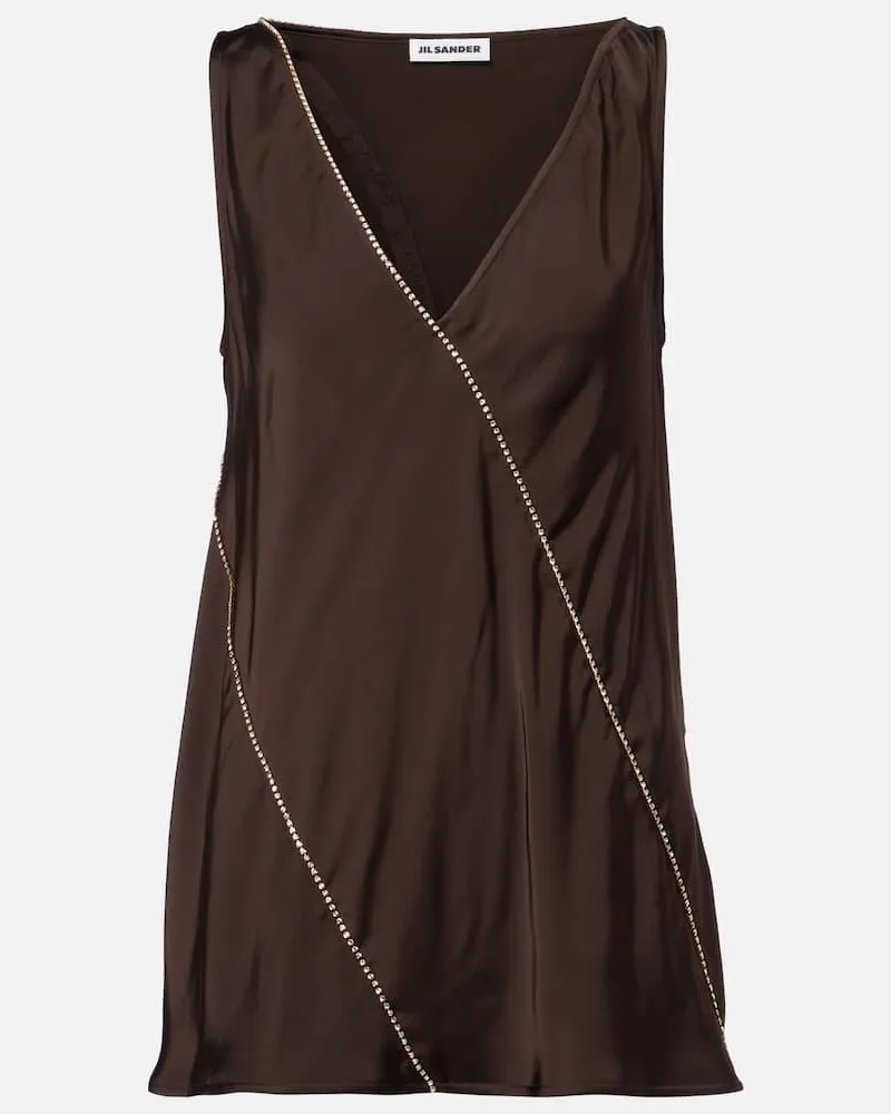 Jil Sander Top aus Satin mit Kristallen Lila