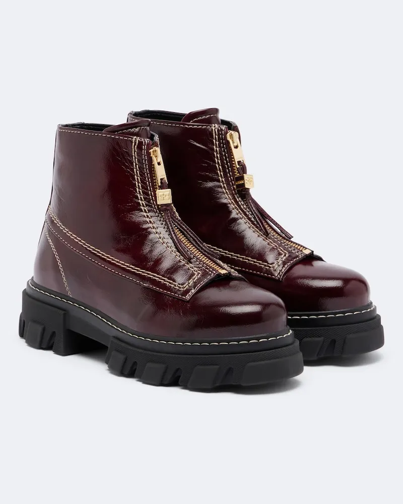 Ganni Ankle Boots Anna Burgunderrot