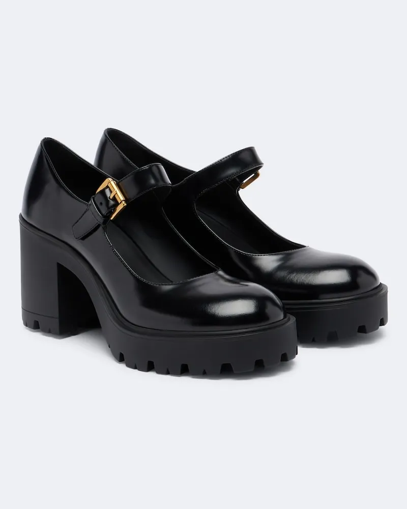 Prada Plateau-Pumps aus Leder Schwarz