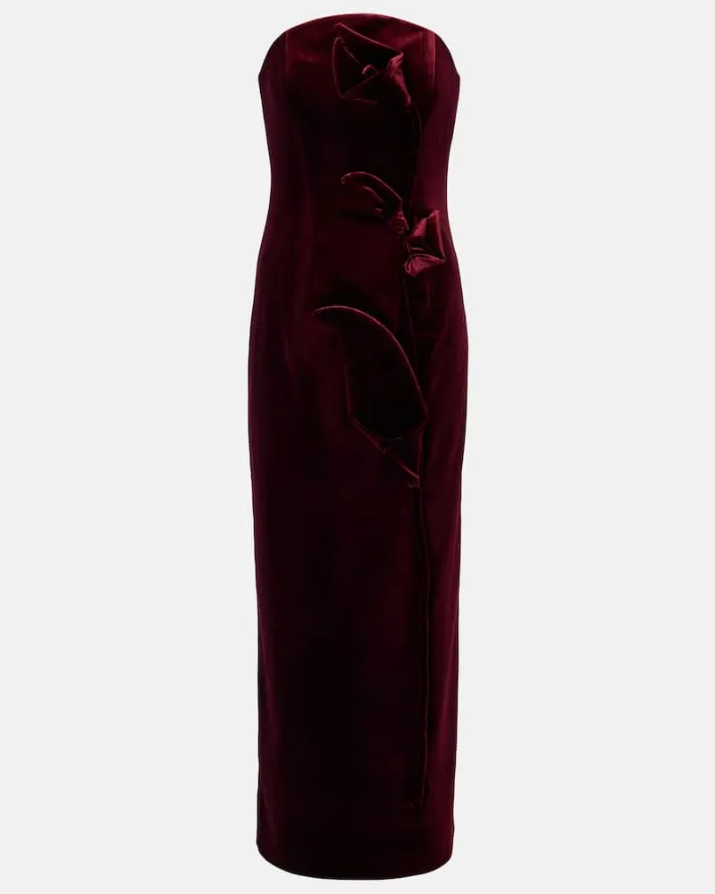 LEO LIN Maxikleid Marilyn aus Samt Burgunderrot