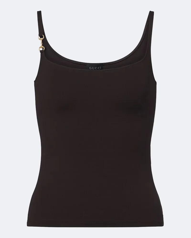 Gucci Tanktop Horsebit aus Crêpe-Jersey Braun