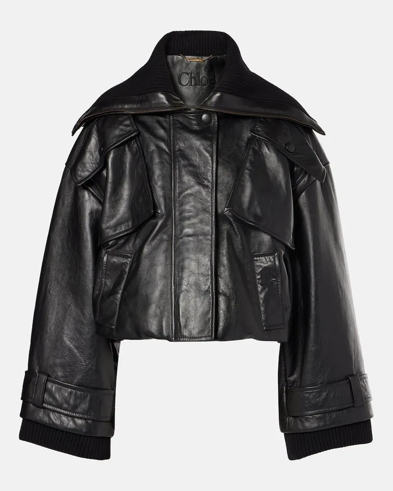 Chloé Chloé Cropped-Bomberjacke aus Leder Schwarz