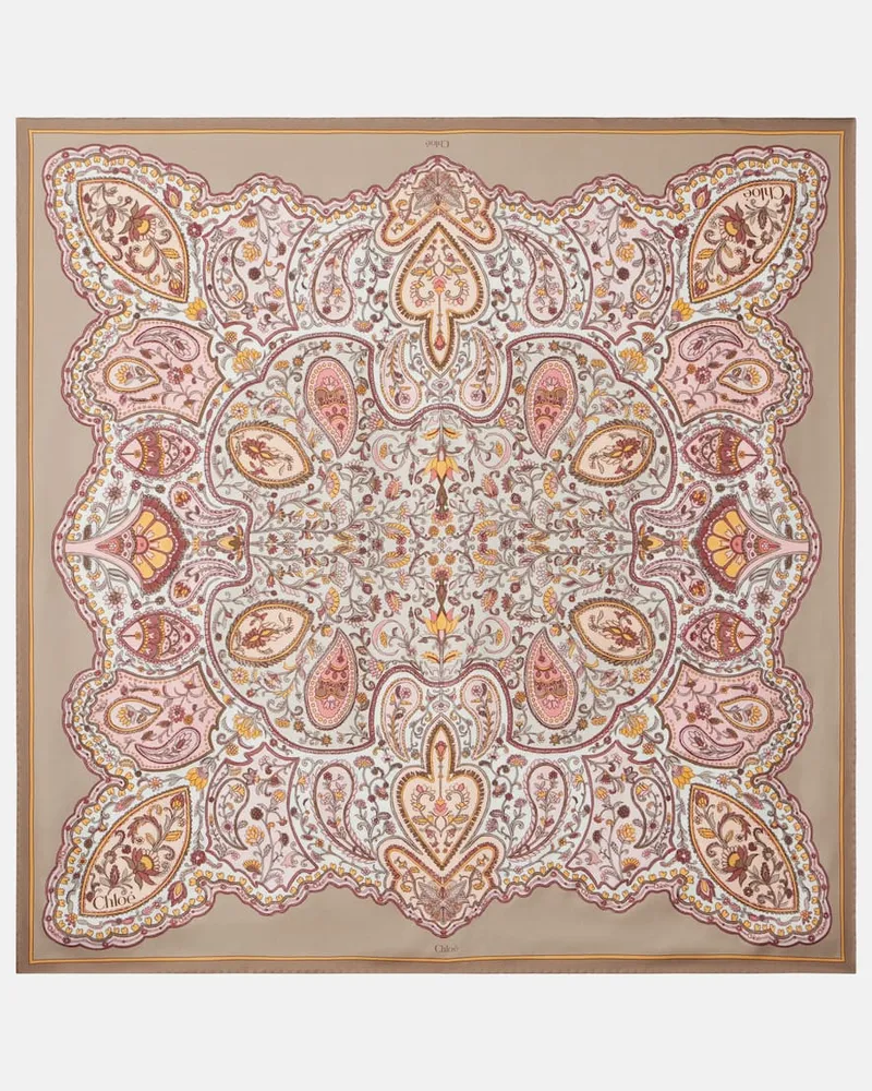 Chloé Chloé Bedrucktes Tuch aus Seiden-Twill Beige