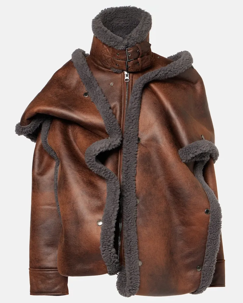 Y/PROJECT Jacke Snap Off mit Faux Shearling Braun